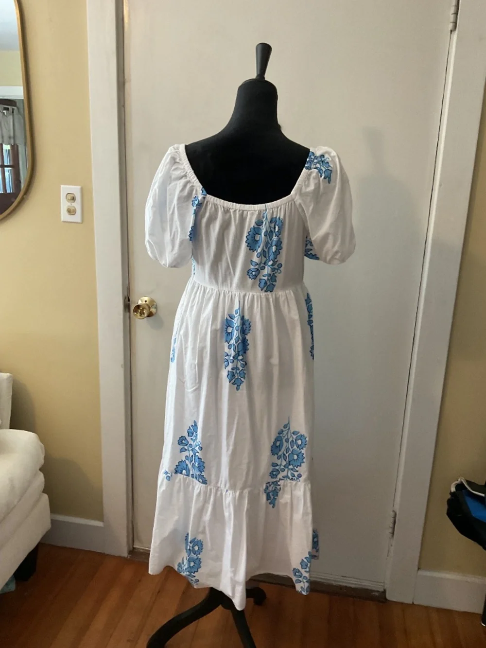 J.Crew Blue & White Floral Cotton Midi Dress – Size 6